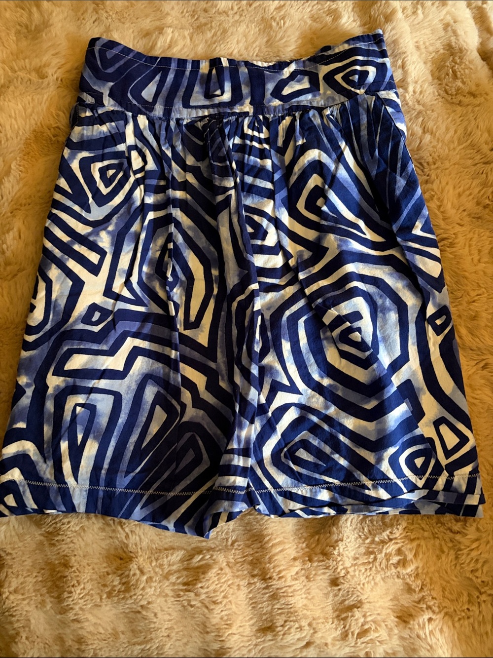 Victor Alfaro Blue and White A-Line Skirt